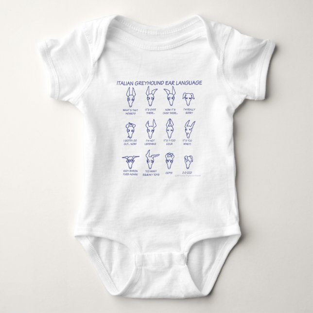 Italian Greyhound Ear Language Baby Bodysuit (Front)