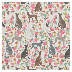 italian greyhound fabric vintage florals cream