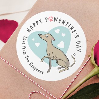 Italian Greyhound Fawn Cartoon Dog Cute Valentines