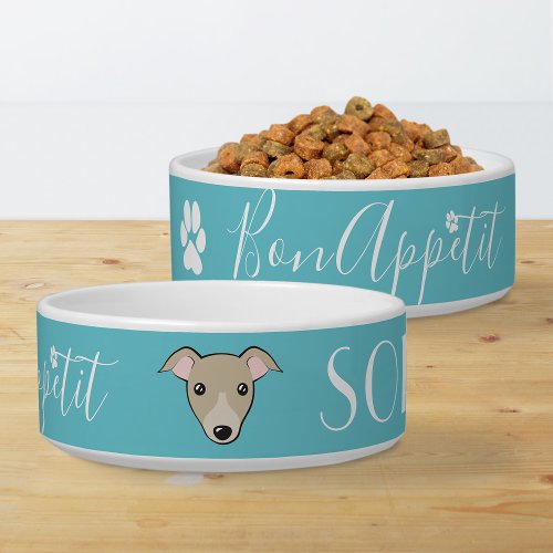 Italian greyhound Fawn cartoon Name Bon appetit Bowl