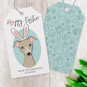 Italian Greyhound Fawn Dog Cute Easter Bunny ears Gift Tags