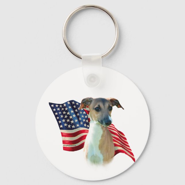 Italian Greyhound Flag Keychain (Front)