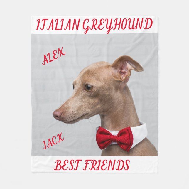 ITALIAN GREYHOUND FLEECE BLANKET WITH NAMES. (Front)