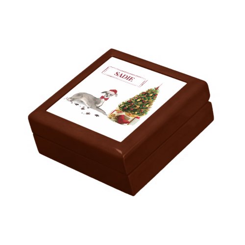 Italian Greyhound Funny Christmas Dog with Tree Gift Box