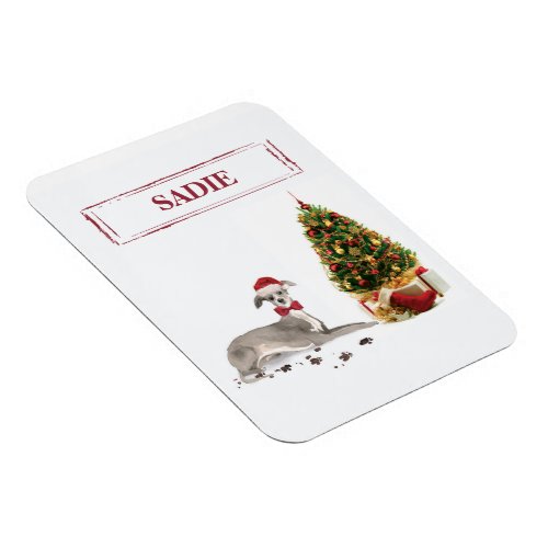 Italian Greyhound Funny Christmas Dog with Tree Magnet