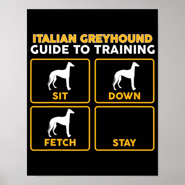 italian greyhound  funny guide to training poster (Front)