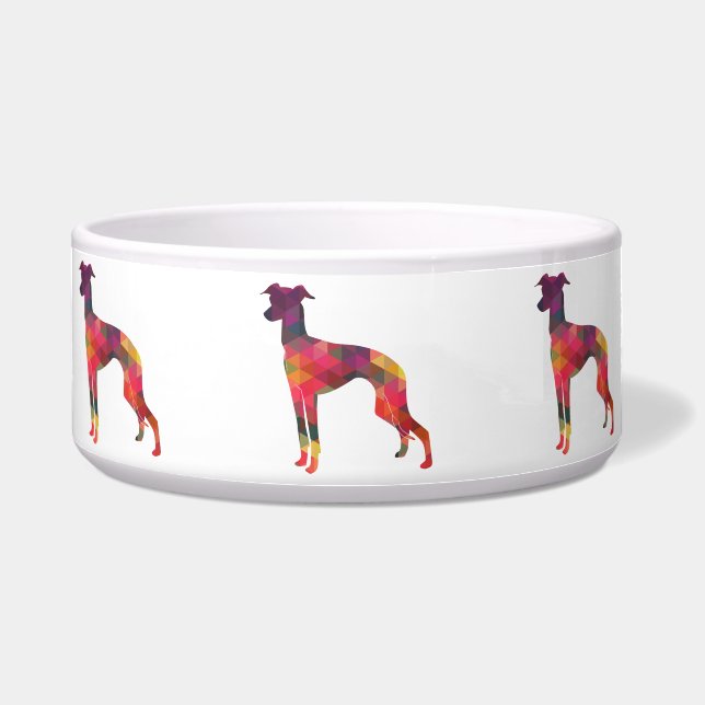Italian Greyhound Geo Pattern Silhouette - Multi Bowl (Front)