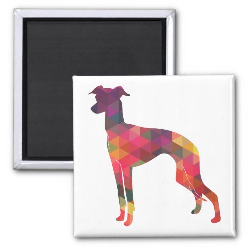 Italian Greyhound Geo Pattern Silhouette _ Multi Magnet