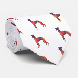 Italian Greyhound Geo Pattern Silhouette - Multi Tie