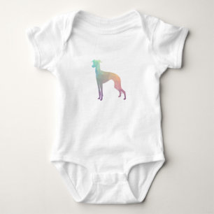 Italian Greyhound Geo Pattern Silhouette - Pastel Baby Bodysuit