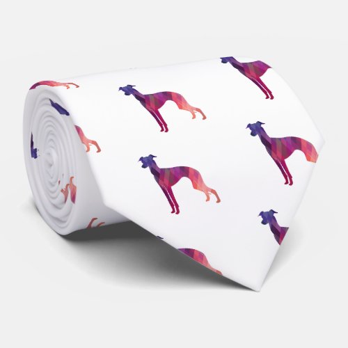 Italian Greyhound Geo Pattern Silhouette _ Pink Tie