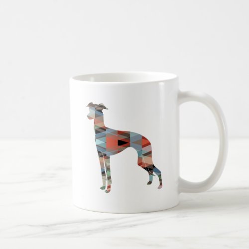 Italian Greyhound Geo Pattern Silhouette _ Plaid Coffee Mug