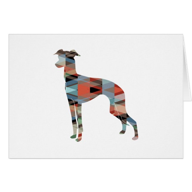 Italian Greyhound GeoPattern Silhouette Plaid Card (Front Horizontal)