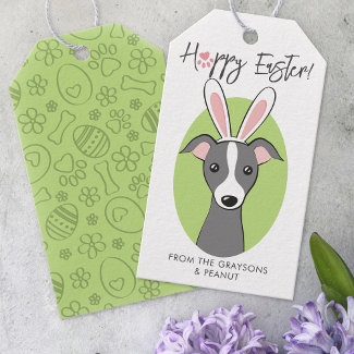 Italian Greyhound Gray Dog Cute Easter Bunny ears