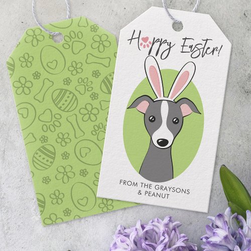 Italian Greyhound Gray Dog Cute Easter Bunny ears Gift Tags