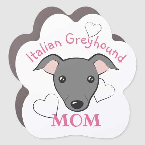 Italian Greyhound Gray Dog Mom Cute Cartoon Car Magnet