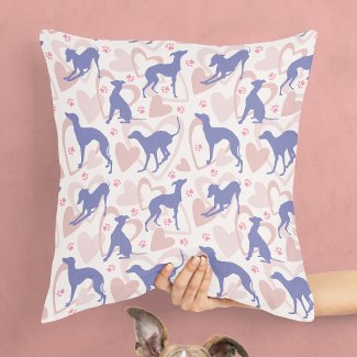 Italian Greyhound Hearts Paws Periwinkle Pattern