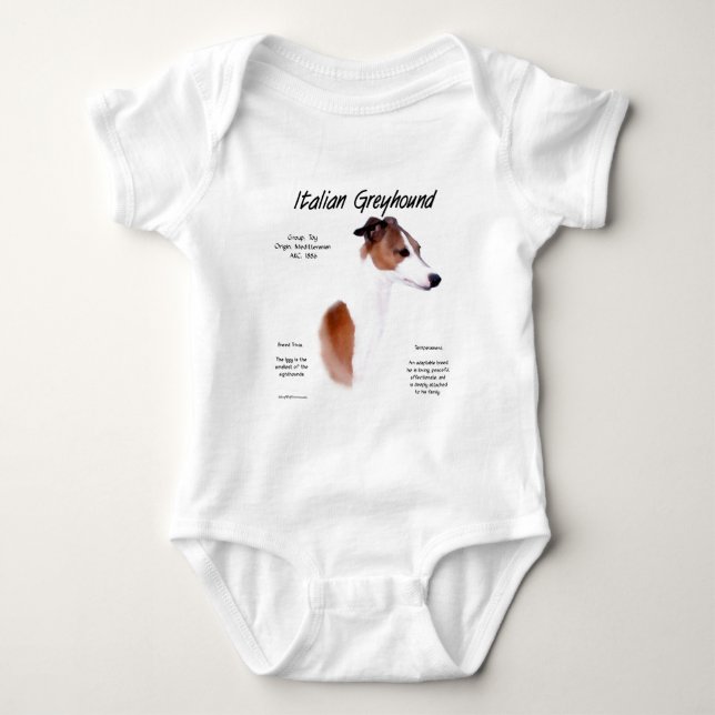 Italian Greyhound History Design Baby Bodysuit (Front)