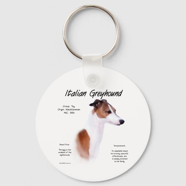 Italian Greyhound History Design Keychain (Front)