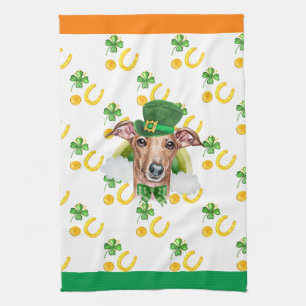 Italian Greyhound Home Decor St Patricks Day Kitchen Towel