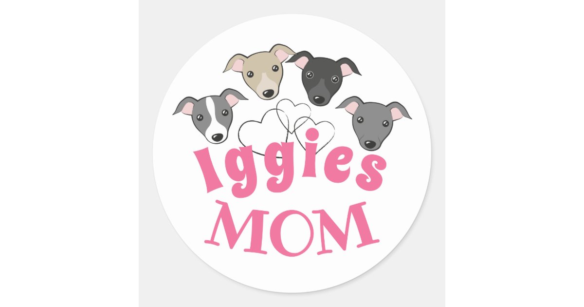 Italian Greyhound Iggy Dog Mom Cute Funny Cartoon Classic Round Sticker Zazzle Com