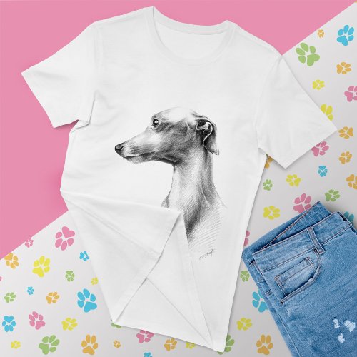 Italian Greyhound Iggy Portrait Dog Lovers Elegant T_Shirt