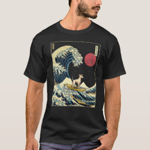 Italian Greyhound Japanese Kanagawa Wave Funny Sur T-Shirt