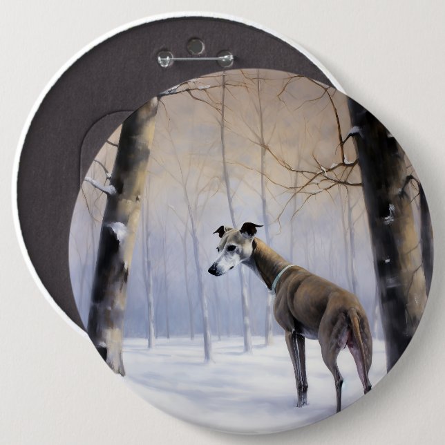 Italian Greyhound Let It Snow Christmas Button (Front & Back)