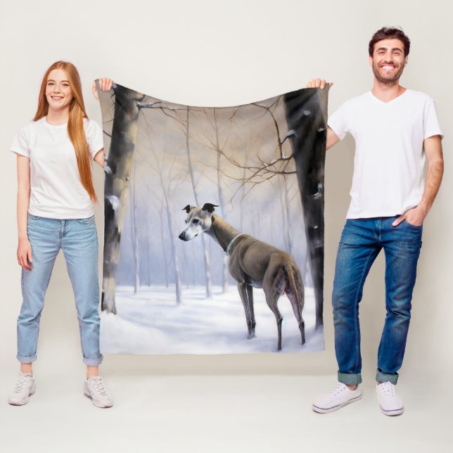 Italian Greyhound Let It Snow Christmas Fleece Blanket (In Situ)