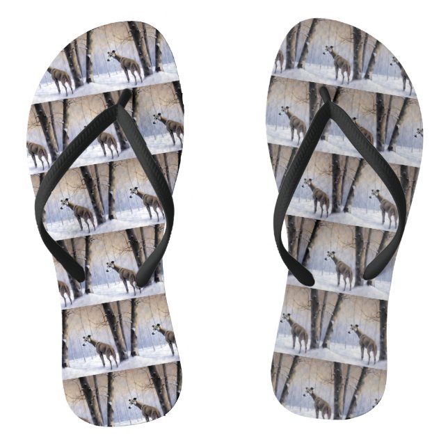 Italian Greyhound Let It Snow Christmas Flip Flops (Footbed)