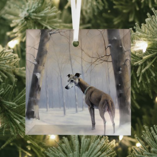 Italian Greyhound Let It Snow Christmas Glass Ornament