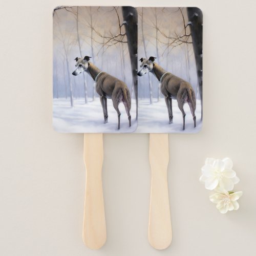 Italian Greyhound Let It Snow Christmas Hand Fan