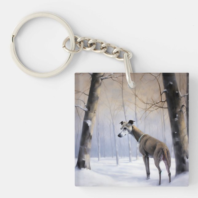 Italian Greyhound Let It Snow Christmas Keychain (Front)