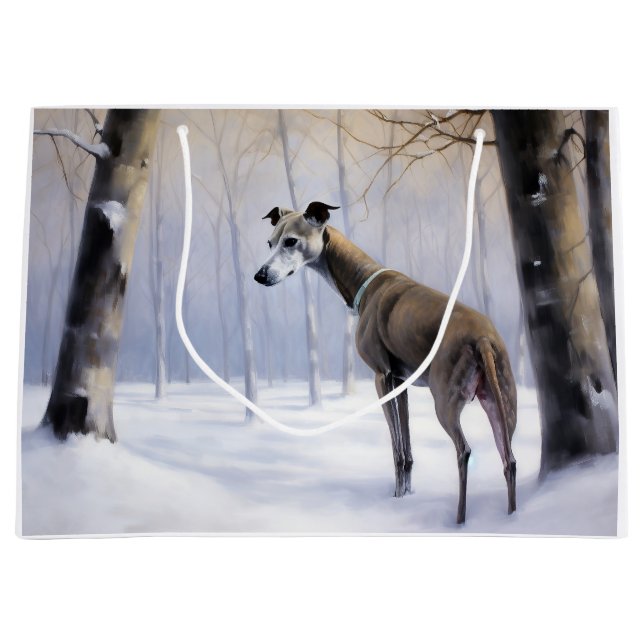 Italian Greyhound Let It Snow Christmas Large Gift Bag (Front)