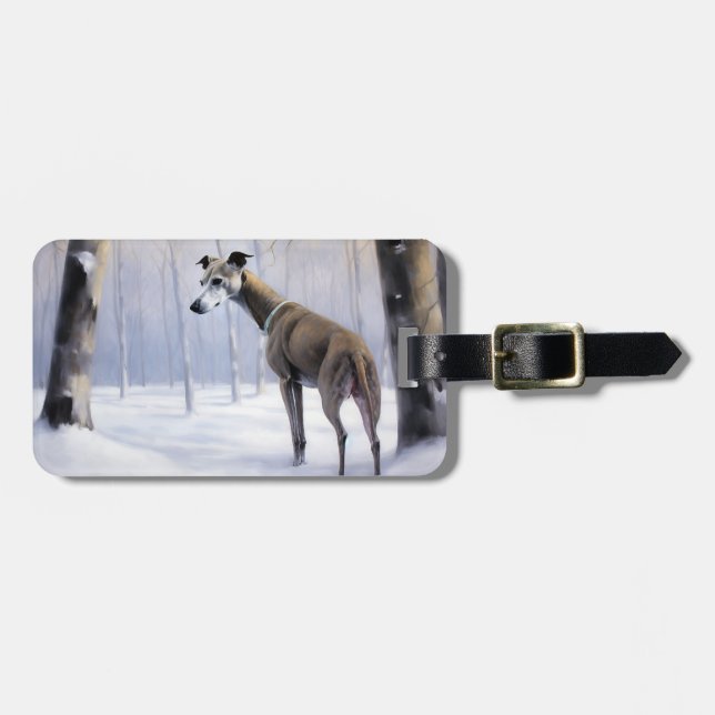 Italian Greyhound Let It Snow Christmas Luggage Tag (Front Horizontal)