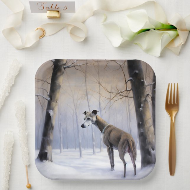 Italian Greyhound Let It Snow Christmas Paper Plates (Wedding)