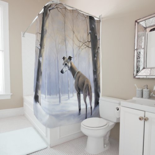 Italian Greyhound Let It Snow Christmas Shower Curtain