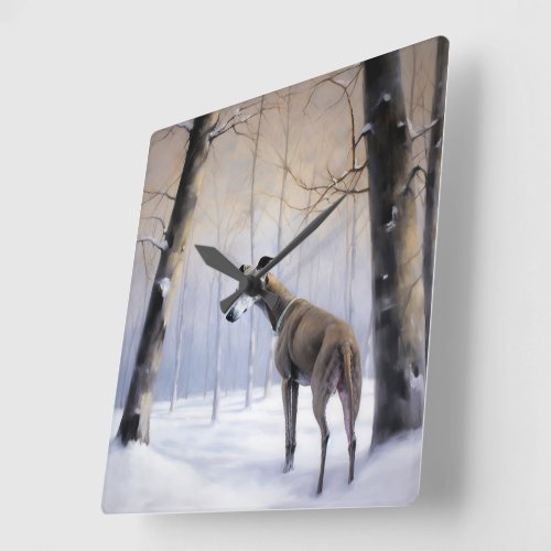 Italian Greyhound Let It Snow Christmas Square Wall Clock