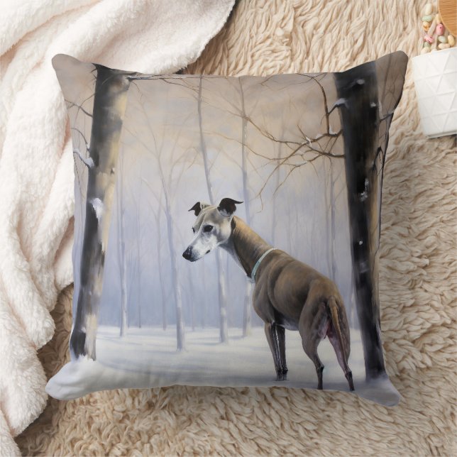 Italian Greyhound Let It Snow Christmas Throw Pillow (Blanket)