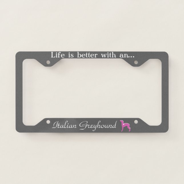 Italian Greyhound Licence Plate Frame (Front)