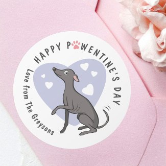 Italian Greyhound Love Grey Cartoon Dog Cute Heart