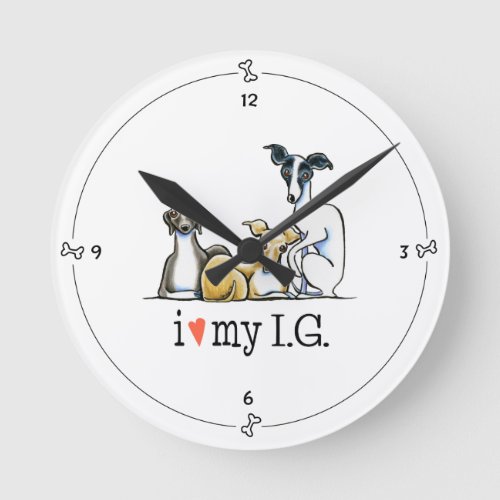 Italian Greyhound Lover Round Clock