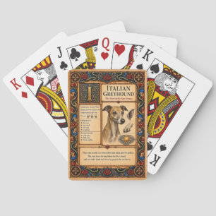 Italian Greyhound, Medieval Bestiary Art Poker Cards