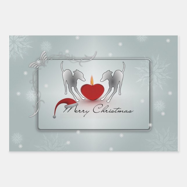Italian Greyhound Merry Christmas Wrapping Paper Sheets (Front)