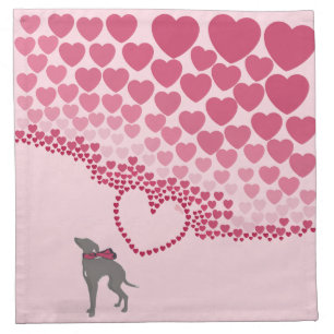 Italian Greyhound Napkin, Love heart Cloth Napkin