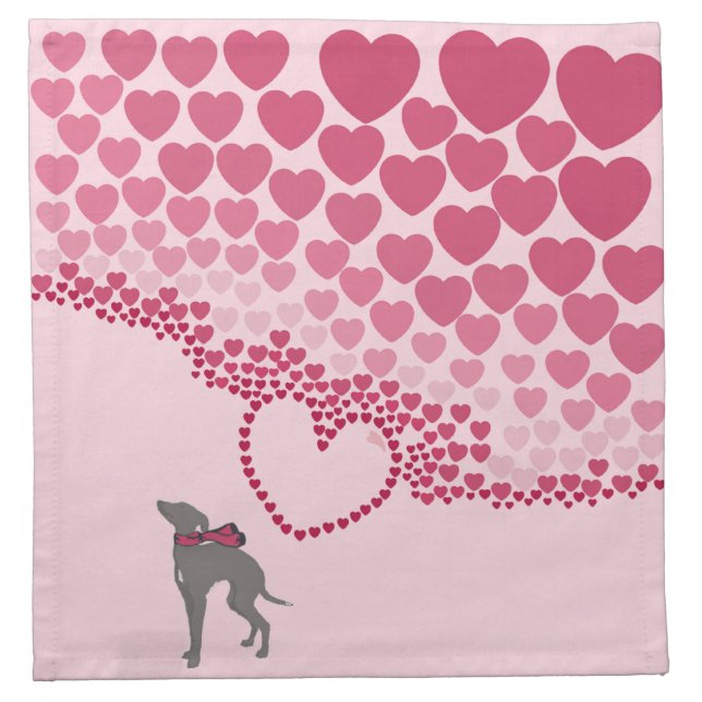Italian Greyhound Napkin, Love heart Cloth Napkin (Front)