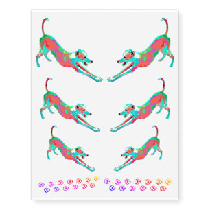 Italian Greyhound Neon Temporary Tattoos
