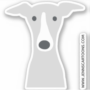 Italian Greyhound or Whippet Cute Cartoon Dog Face Sticker