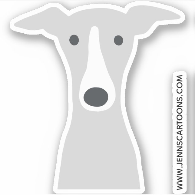 Italian Greyhound or Whippet Cute Cartoon Dog Face Sticker (Front)