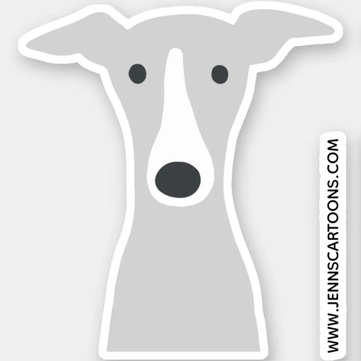 Italian Greyhound or Whippet Cute Cartoon Dog Face Sticker | Zazzle